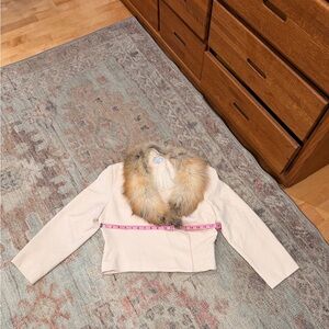 Alberto Makali Cream Jacket with Fur Collar